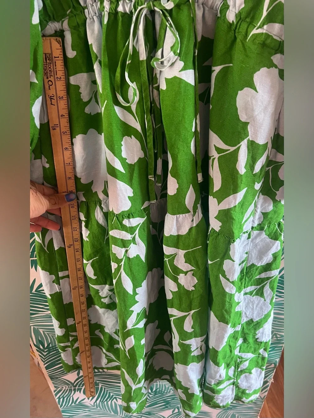 Kate Spade x Target Linen blend green & light blue floral maxi dress NWT sz L